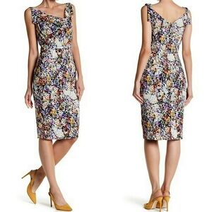 Black Halo Sullivan Floral Sheath Dress Painted Meadow 0